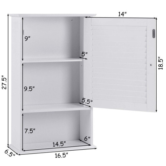 27.5 Inch H Wall Hanging Bathroom Storage Cabinet - Color: White - Image 4