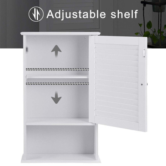 27.5 Inch H Wall Hanging Bathroom Storage Cabinet - Color: White - Image 5
