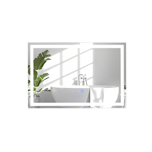 LED Bathroom Mirror Wall Mounted Rectangle Mirror with 3-Color Dimmable Lights-S - Color: Silver - Size: S