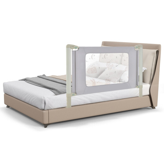 Vertical Lifting Bed Rail for Toddlers with Double Lock-59 inch - Color: Gray - Size: 59 inches