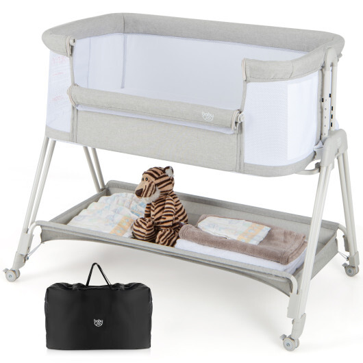 Baby Portable Bedside Sleeper with 7 Adjustable Heights-Gray - Color: Gray - Image 4