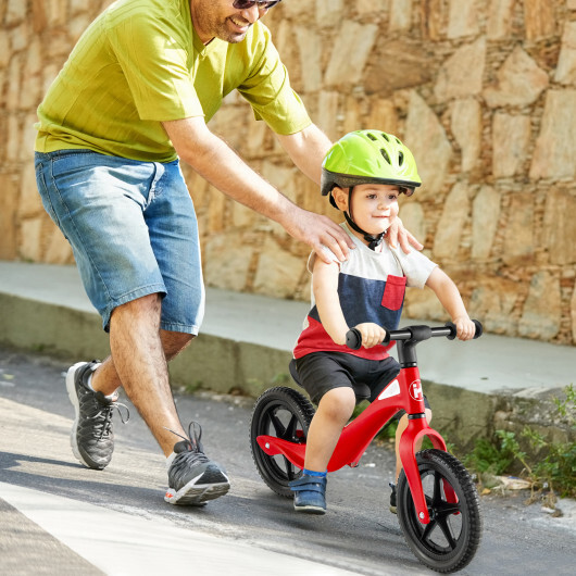 Kids Balance Bike with Rotatable Handlebar and Adjustable Seat Height-Red - Color: Red - Image 3