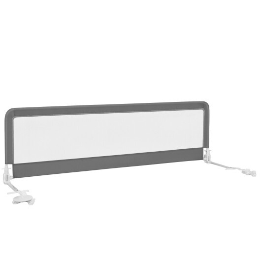 71 Inch Extra Long Swing Down Bed Guardrail with Safety Straps-Gray - Color: Gray