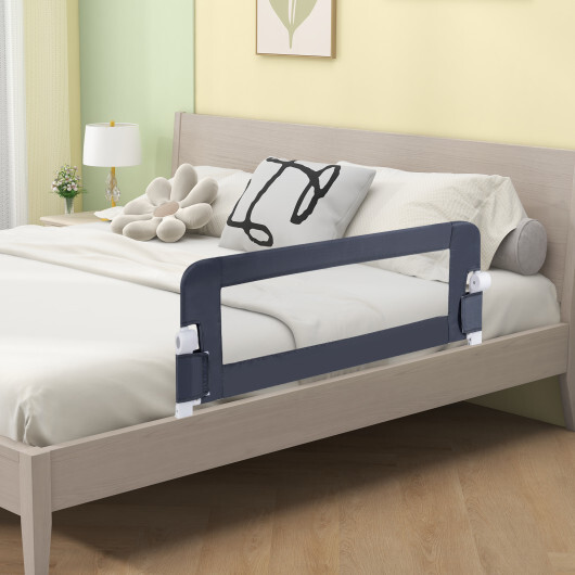 Foldable Bed Rail Swing Down Baby Bed Guard Rail-Gray - Color: Gray - Image 5