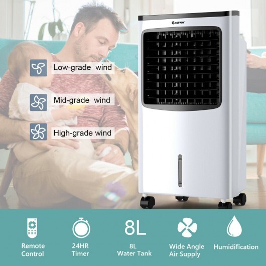 3-in-1 Portable Evaporative Air Conditioner Cooler with Remote Control - Color: White - Image 4