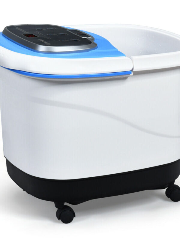 Portable All-In-One Heated Foot Bubble Spa Bath Motorized Massager-Blue - Color: Blue
