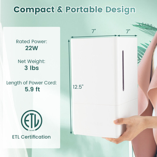 4L Ultrasonic Humidifier with Essential Oil Diffuser and 2 Mist Levels-White - Color: White - Image 4