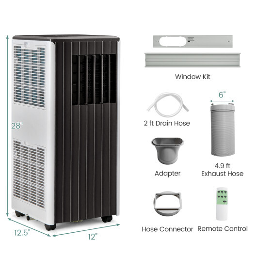 3-in-1 10000 BTU Air Conditioner with Humidifier and Smart Sleep Mode-Black - Color: Black - Size: 10000 BTU - Image 4
