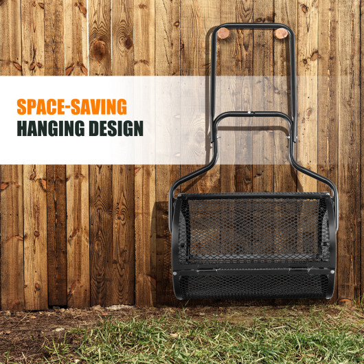 24" Peat Moss Spreader with Upgrade Side Latches and U-shape Handle-Black - Color: Black - Image 5