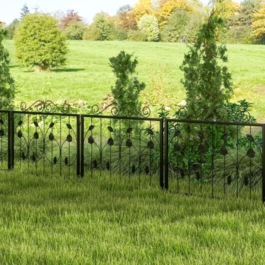 Decorative Garden Fence with 8 Panels Animal Barrier-Black - Color: Black - Image 5