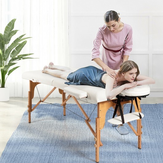 Portable Adjustable Facial Spa Bed with Carry Case-White - Color: White - Image 3