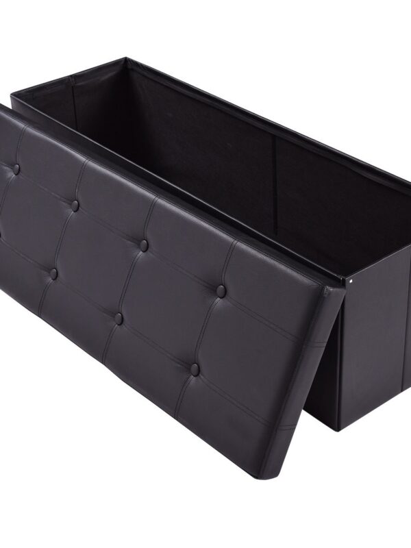 45 Inches Large Folding Ottoman Storage Seat-Black - Color: Black