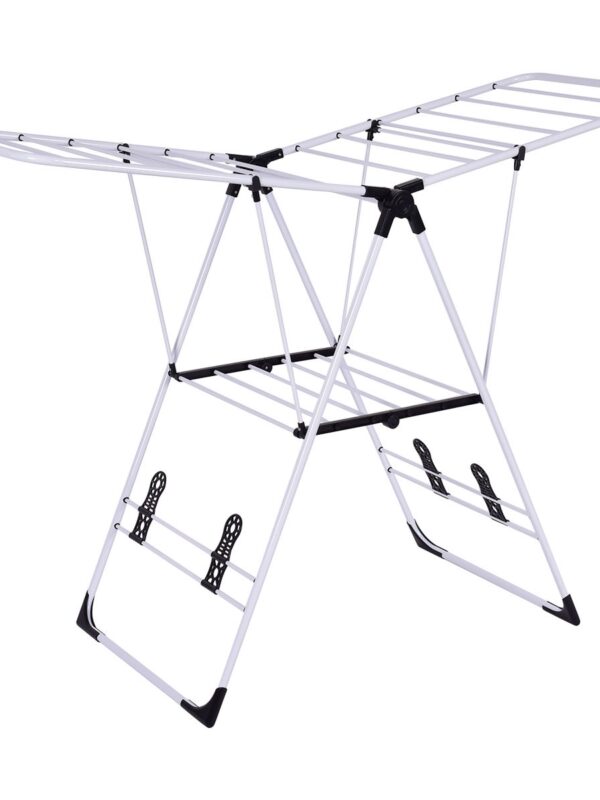 Portable Laundry Clothes Storage Drying Rack - Color: White