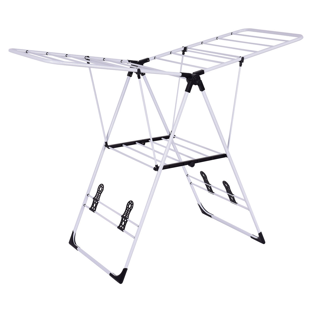 Portable Laundry Clothes Storage Drying Rack - Color: White