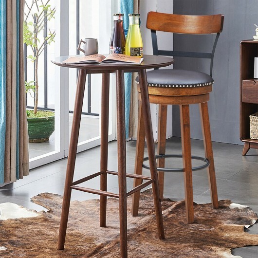 30.5 Inch 360-Degree Swivel Stools with Leather Padded Seat - Color: Brown - Size: 30.5 inches - Image 3