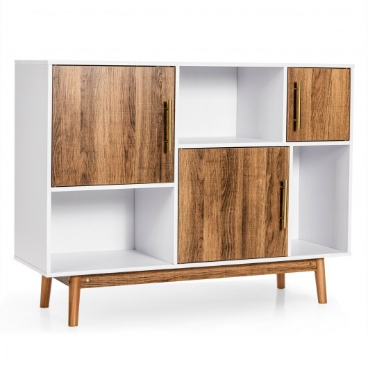 Sideboard Storage Cabinet with Storage Compartments - Color: Navy & Off White