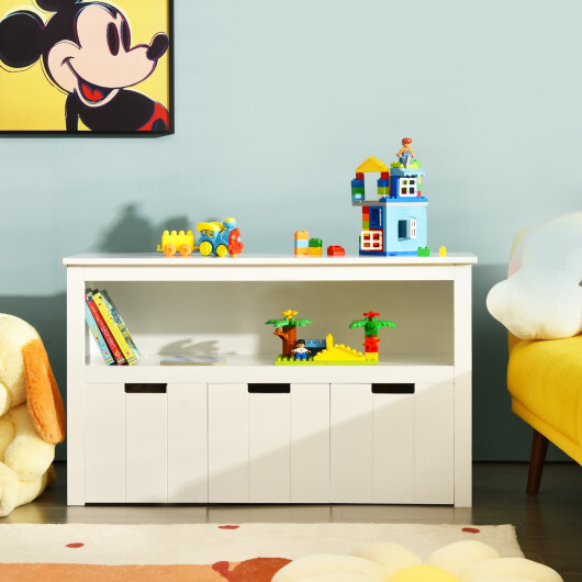 Kid Toy Storage Cabinet 3 Drawer Chest with Wheels Large Storage Cube Shelf - Color: White - Image 6