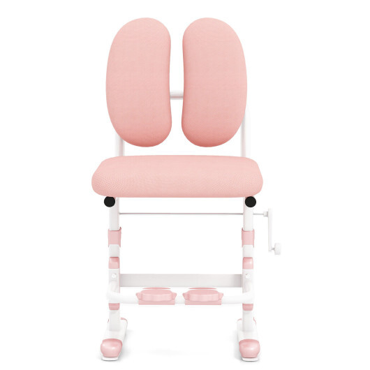 Ergonomic Height-adjustable Kids Study Chair with Double Back Support-Pink - Color: Pink - Image 4