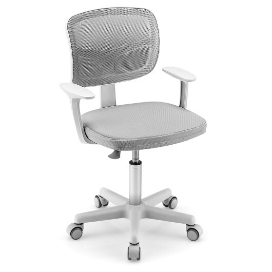 Adjustable Desk Chair with 5 Rolling Casters for Kids-Gray - Color: Gray