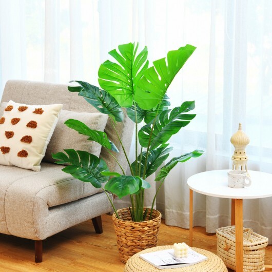 4 Feet Artificial Monstera Deliciosa Tree with 10 Leaves of Different Sizes - Color: Green - Image 2