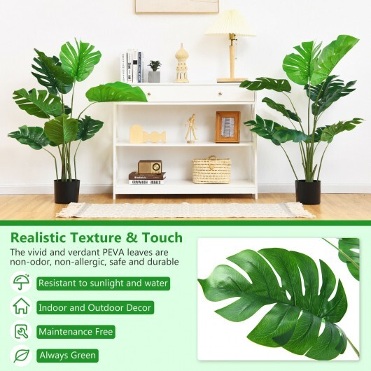 4 Feet Artificial Monstera Deliciosa Tree with 10 Leaves of Different Sizes - Color: Green - Image 3