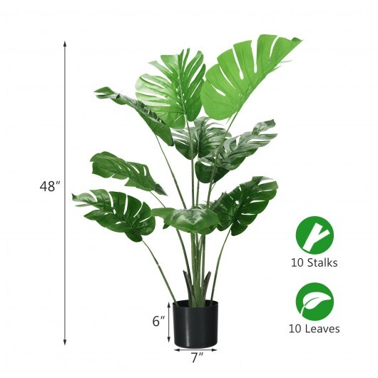 4 Feet Artificial Monstera Deliciosa Tree with 10 Leaves of Different Sizes - Color: Green - Image 4