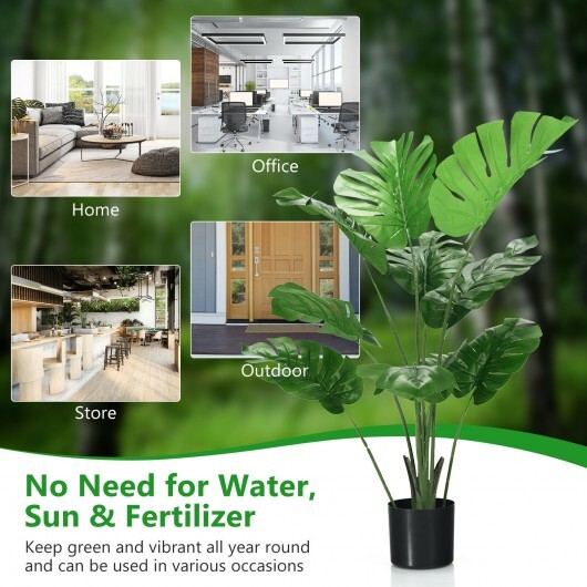 4 Feet Artificial Monstera Deliciosa Tree with 10 Leaves of Different Sizes - Color: Green - Image 5