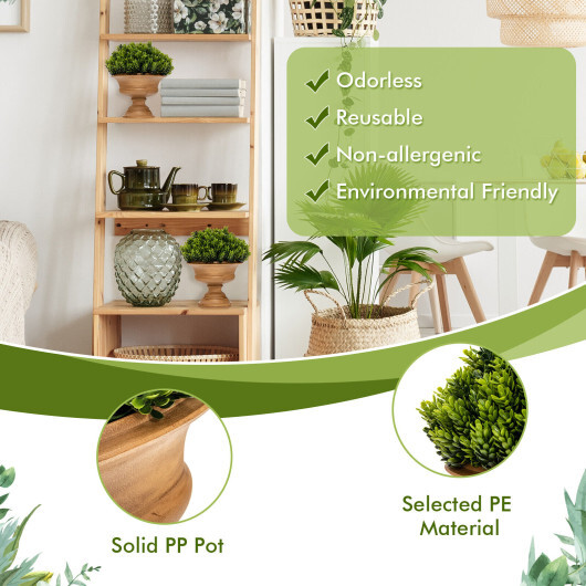4 Pack Artificial Boxwood Topiary Trees - Color: Green - Image 3