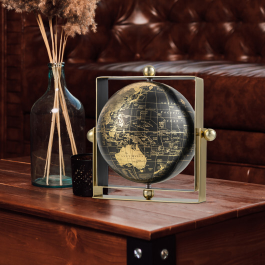 Geographic 6/ 8/ 10 Inch World Globe with Clear Printing and Square Frame-S - Color: Black - Size: S - Image 5