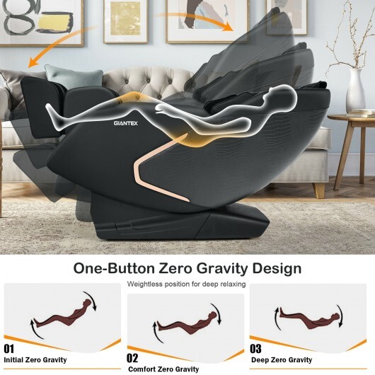 Soothe 10-Full Body Zero Gravity Massage Chair with SL Track Heat Installation-free-Black - Color: Black - Image 5
