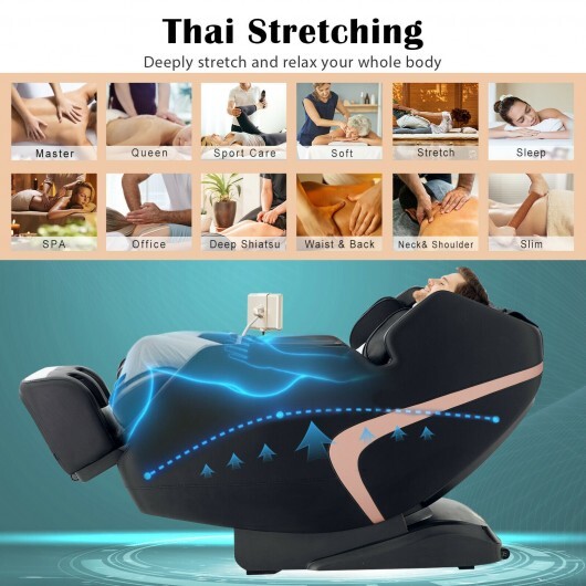 Enjoyment 13 - 3D SL-Track Full Body Zero Gravity Massage Chair with Thai Stretch-Black - Color: Black - Image 5