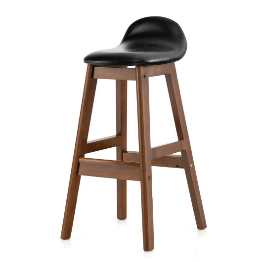 27.5 Inch Set of 2 Upholstered PU Leather Barstools with Back Cushion-Brown - Color: Brown - Image 4