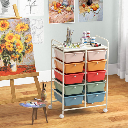 10-Drawer Rolling Storage Cart-Multicolor - Color: Multicolor - Image 3