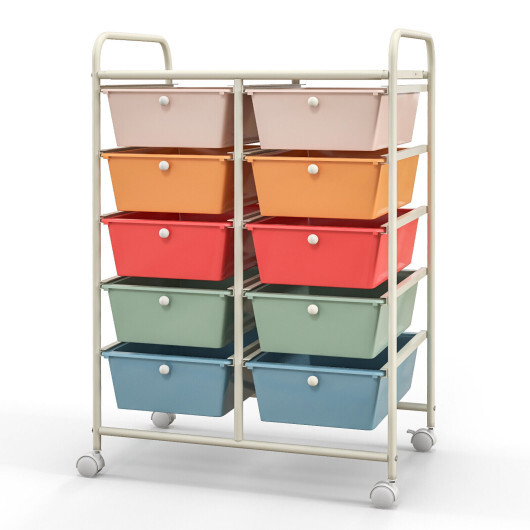10-Drawer Rolling Storage Cart-Multicolor - Color: Multicolor - Image 4