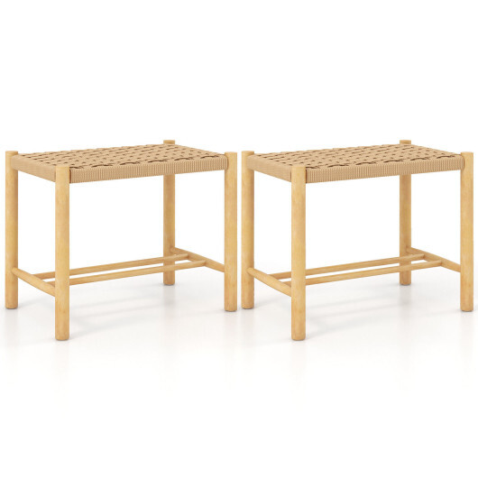18 Inch Dining Stool Set of 2-Natural - Color: Natural