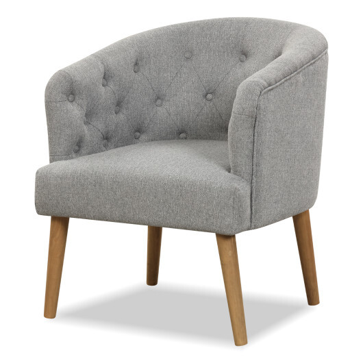 Upholstered Tub Chair with Solid Rubber Wood Legs and Adjustable Foot Pads for Living Room-Gray - Color: Gray