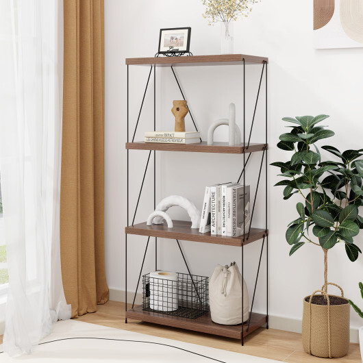 2/3/4/5-Tier Multipurpose Display Rack with Metal Frame-4-Tier - Color: Walnut - Size: 4-Tier - Image 3