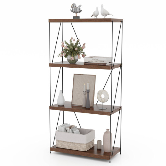 2/3/4/5-Tier Multipurpose Display Rack with Metal Frame-4-Tier - Color: Walnut - Size: 4-Tier - Image 4