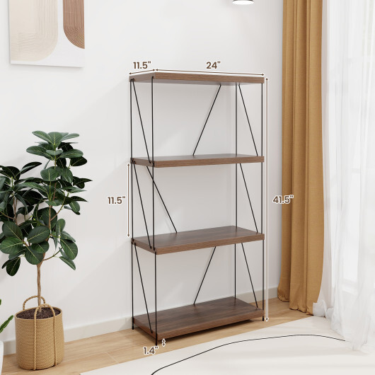 2/3/4/5-Tier Multipurpose Display Rack with Metal Frame-4-Tier - Color: Walnut - Size: 4-Tier - Image 5