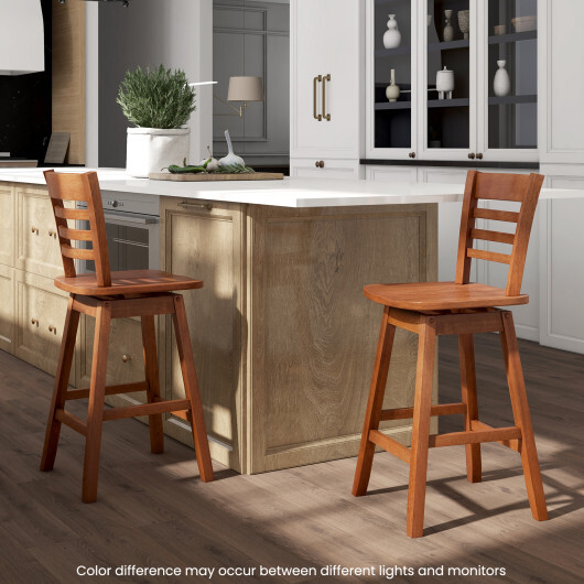 Counter Height Barstools Set of 2 with Footrest for Kitchen Island Bar-Walnut - Color: Walnut - Image 3