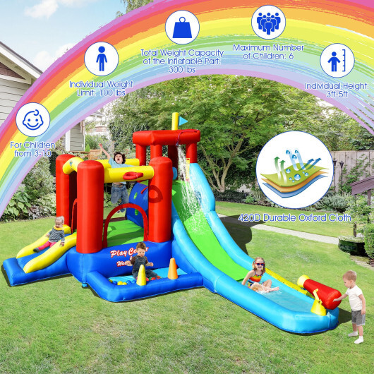 9-in-1 Inflatable Kids Water Slide Bounce House without Blower - Color: Multicolor - Image 3