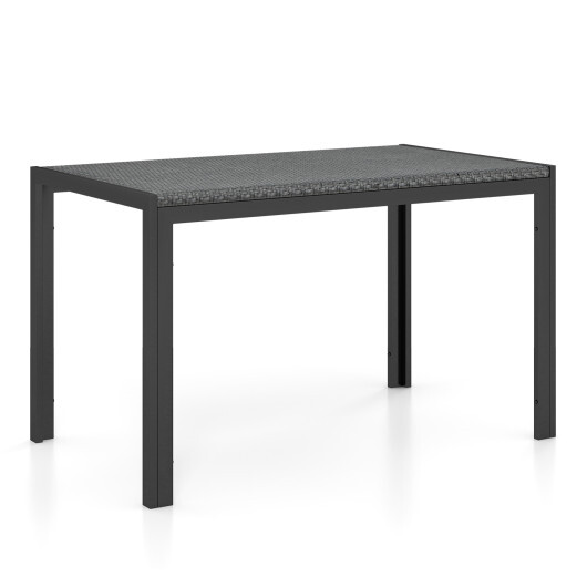 48 Inch Wicker Dining Table Patio Rectangular Rattan Table-Brown - Color: Black