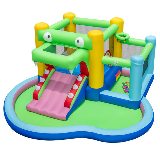 Inflatable Bounce House with Slide and Splash Pooland and 680W Blower - Color: Multicolor - Image 4