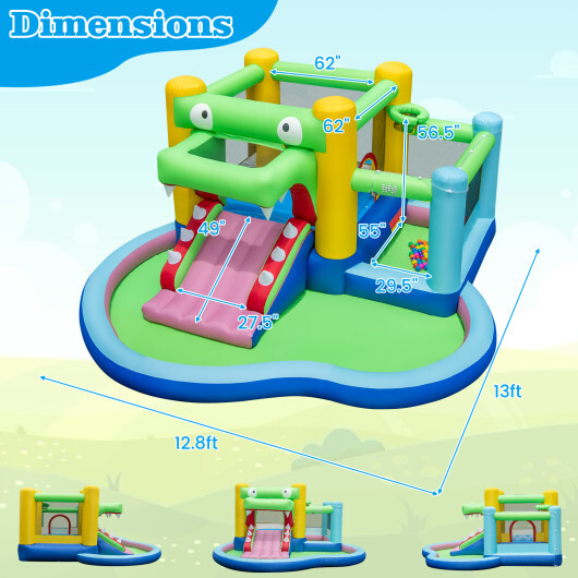 Inflatable Bounce House with Slide and Splash Pooland and 680W Blower - Color: Multicolor - Image 5