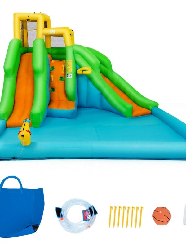 Inflatable Water Park Bounce House with Climbing Wall without Blower - Color: Multicolor