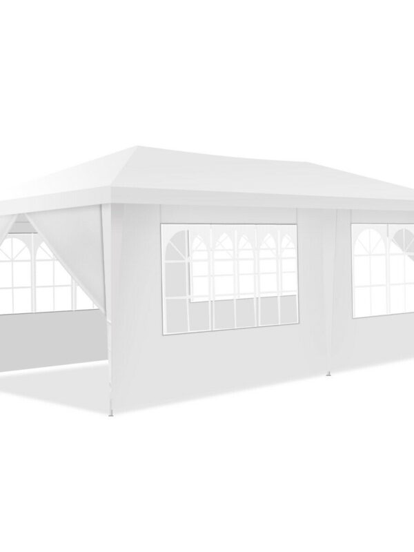 10 x 20 Feet 6 Sidewalls Canopy Tent with Carry Bag-White - Color: White