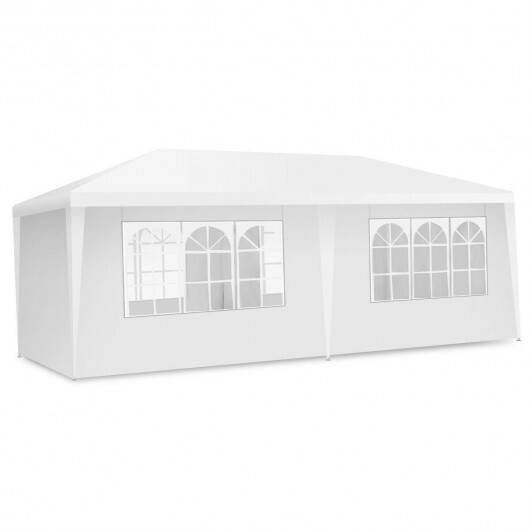 10 x 20 Feet 6 Sidewalls Canopy Tent with Carry Bag-White - Color: White - Image 3