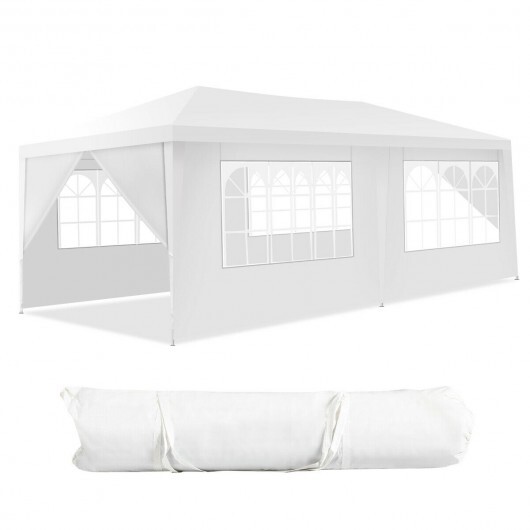 10 x 20 Feet 6 Sidewalls Canopy Tent with Carry Bag-White - Color: White - Image 4
