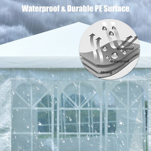 10 x 20 Feet 6 Sidewalls Canopy Tent with Carry Bag-White - Color: White - Image 5