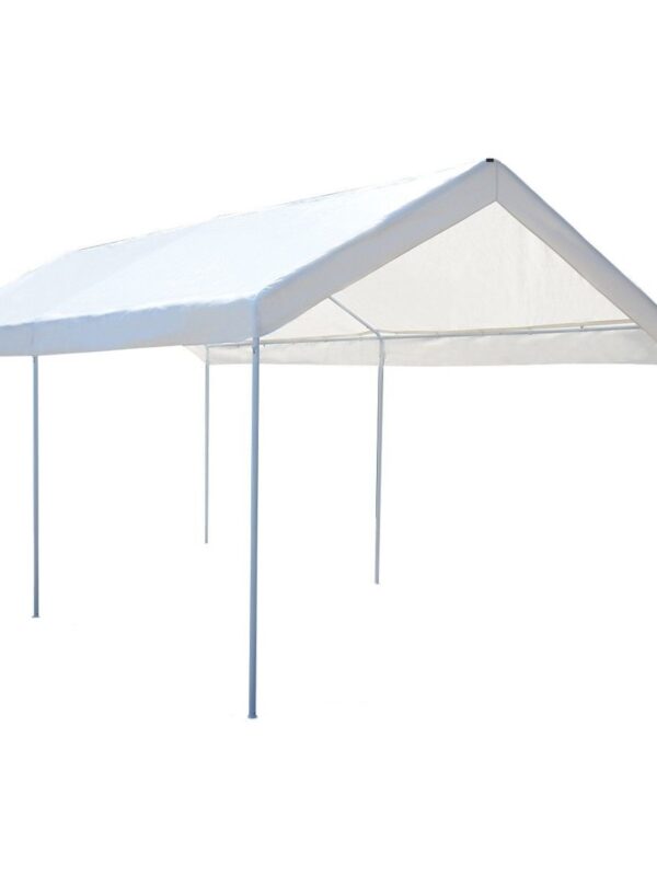 10 x 20 Feet Steel Frame Portable Car Canopy Shelter - Color: White